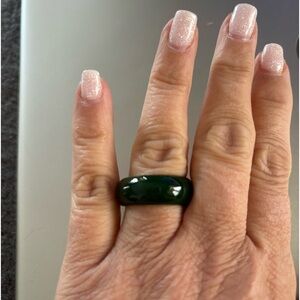 Dark Green Jade Ring Sz 10.5